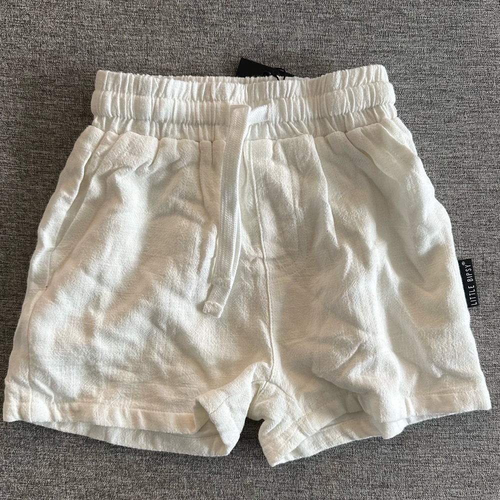 NWT Little Bipsy Linen Shorts - White - 12-18 Months